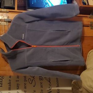 Youth Large Columbia Fleece Jacket Full Zip Gray Orange